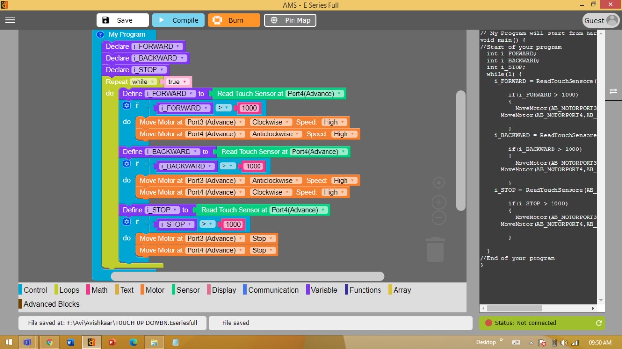 Touch sensor forward and backward - Avishkaar Project